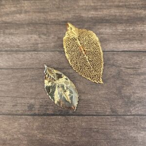 Vintage 90's Gold Plated Leaf Set of 2